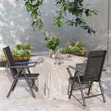 Mesh Fabric Folding Garden Chairs in Set of 2 With Armrests for Balcony - Velmora