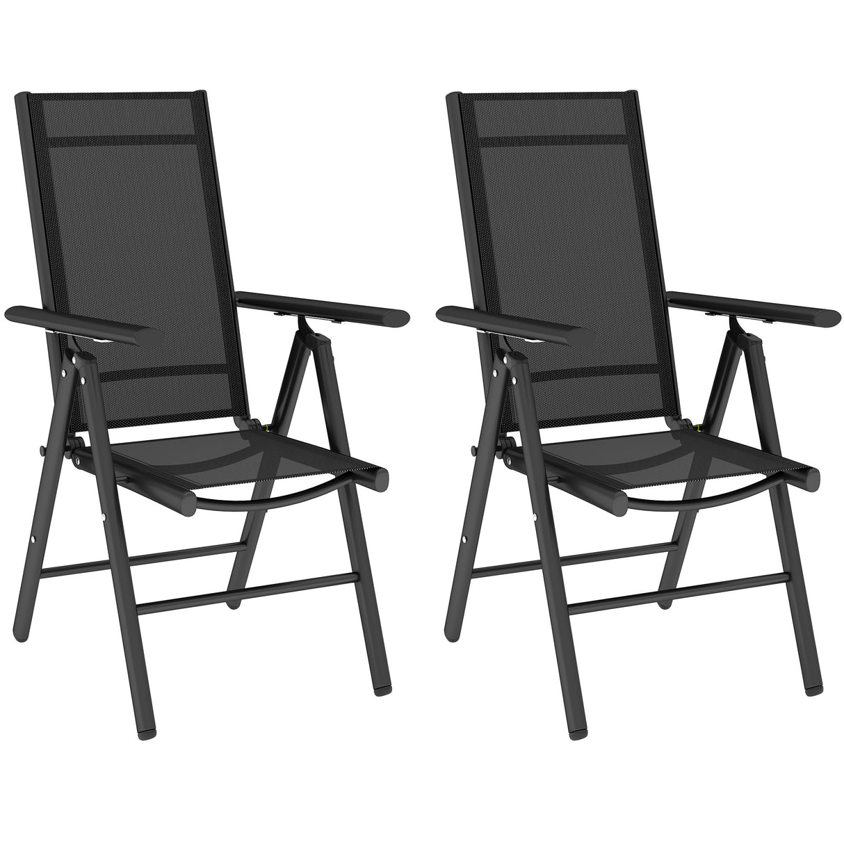 Mesh Fabric Folding Garden Chairs in Set of 2 With Armrests for Balcony - Velmora