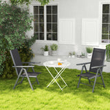Mesh Fabric Folding Garden Chairs in Set of 2 With Armrests for Balcony - Velmora