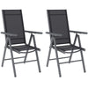 Mesh Fabric Folding Garden Chairs in Set of 2 With Armrests for Balcony - Velmora