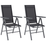 Mesh Fabric Folding Garden Chairs in Set of 2 With Armrests for Balcony - Velmora