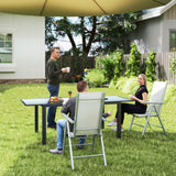 Mesh Fabric Folding Garden Chairs in Set of 2 With Armrests for Balcony - Velmora