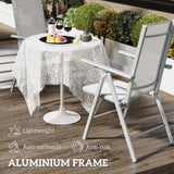 Mesh Fabric Folding Garden Chairs in Set of 2 With Armrests for Balcony - Velmora