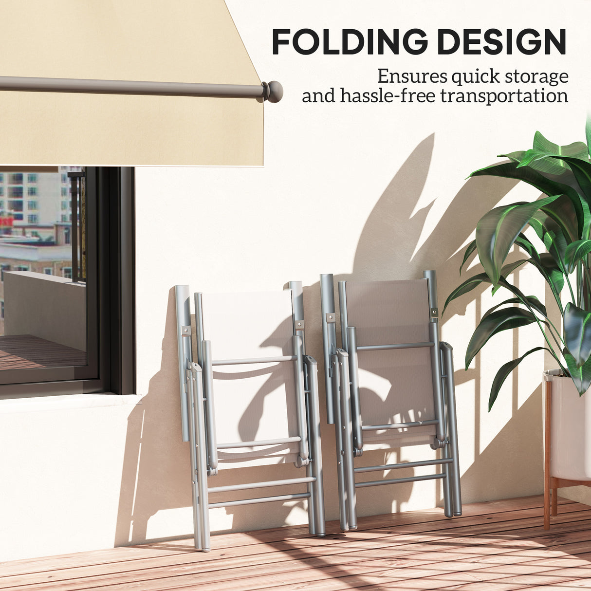 Mesh Fabric Folding Garden Chairs in Set of 2 With Armrests for Balcony - Velmora