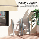 Mesh Fabric Folding Garden Chairs in Set of 2 With Armrests for Balcony - Velmora
