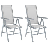 Mesh Fabric Folding Garden Chairs in Set of 2 With Armrests for Balcony - Velmora