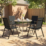 Mesh Fabric Folding Garden Chairs in Set of 4 - Velmora