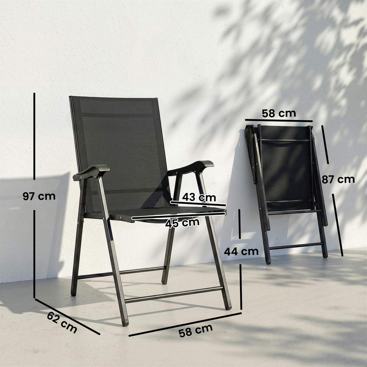 Mesh Fabric Folding Garden Chairs in Set of 4 - Velmora