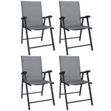Mesh Fabric Folding Garden Chairs in Set of 4 - Velmora
