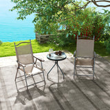 Mesh Fabric Folding Garden Chairs in Set of 2 Metal Frame - Velmora