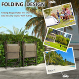 Mesh Fabric Folding Garden Chairs in Set of 2 Metal Frame - Velmora