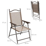 Mesh Fabric Folding Garden Chairs in Set of 2 Metal Frame - Velmora