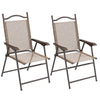 Mesh Fabric Folding Garden Chairs in Set of 2 Metal Frame - Velmora