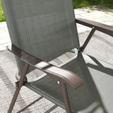Mesh Fabric Folding Garden Chairs in Set of 2 Metal Frame - Velmora
