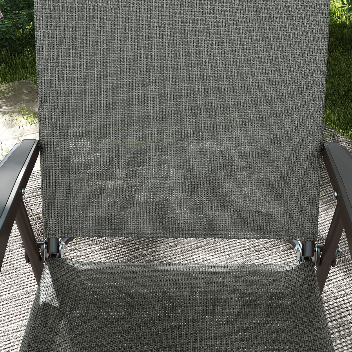 Mesh Fabric Folding Garden Chairs in Set of 2 Metal Frame - Velmora