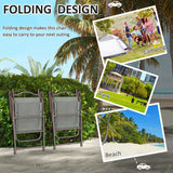 Mesh Fabric Folding Garden Chairs in Set of 2 Metal Frame - Velmora