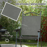 Mesh Fabric Folding Garden Chairs in Set of 2 Metal Frame - Velmora