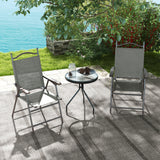 Mesh Fabric Folding Garden Chairs in Set of 2 Metal Frame - Velmora