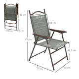Mesh Fabric Folding Garden Chairs in Set of 2 Metal Frame - Velmora