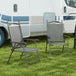 Mesh Fabric Folding Garden Chairs in Set of 2 Metal Frame - Velmora