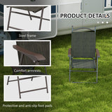 Mesh Fabric Folding Garden Chairs in Set of 2 Metal Frame - Velmora