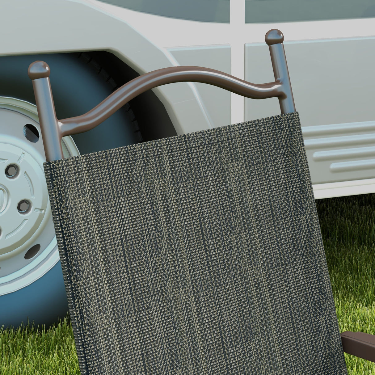 Mesh Fabric Folding Garden Chairs in Set of 2 Metal Frame - Velmora