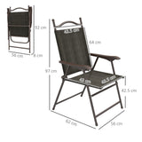Mesh Fabric Folding Garden Chairs in Set of 2 Metal Frame - Velmora