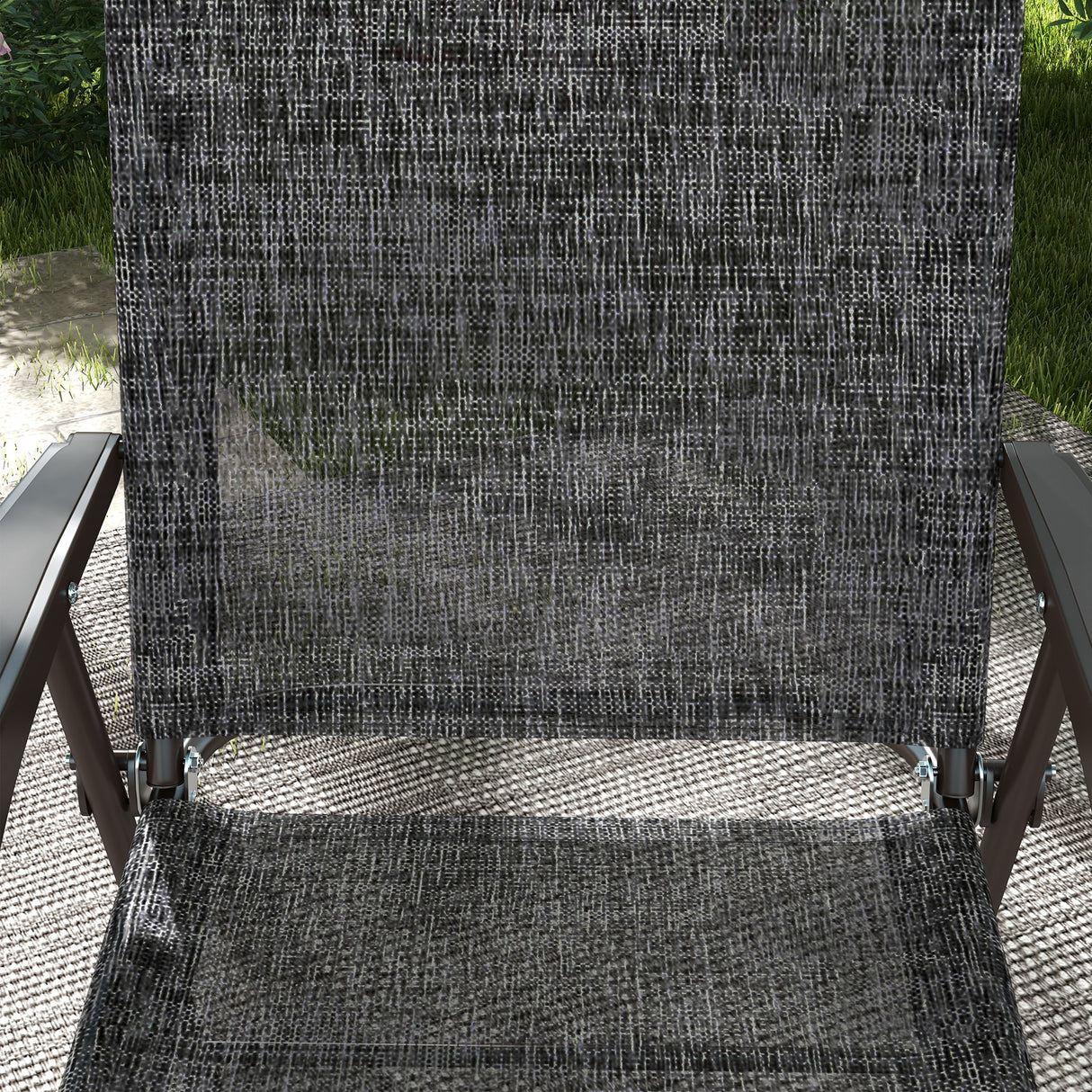 Mesh Fabric Folding Garden Chairs in Set of 2 Metal Frame - Velmora