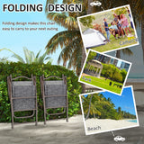 Mesh Fabric Folding Garden Chairs in Set of 2 Metal Frame - Velmora