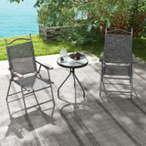 Mesh Fabric Folding Garden Chairs in Set of 2 Metal Frame - Velmora