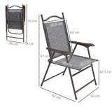 Mesh Fabric Folding Garden Chairs in Set of 2 Metal Frame - Velmora