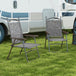 Mesh Fabric Folding Garden Chairs in Set of 2 Metal Frame - Velmora