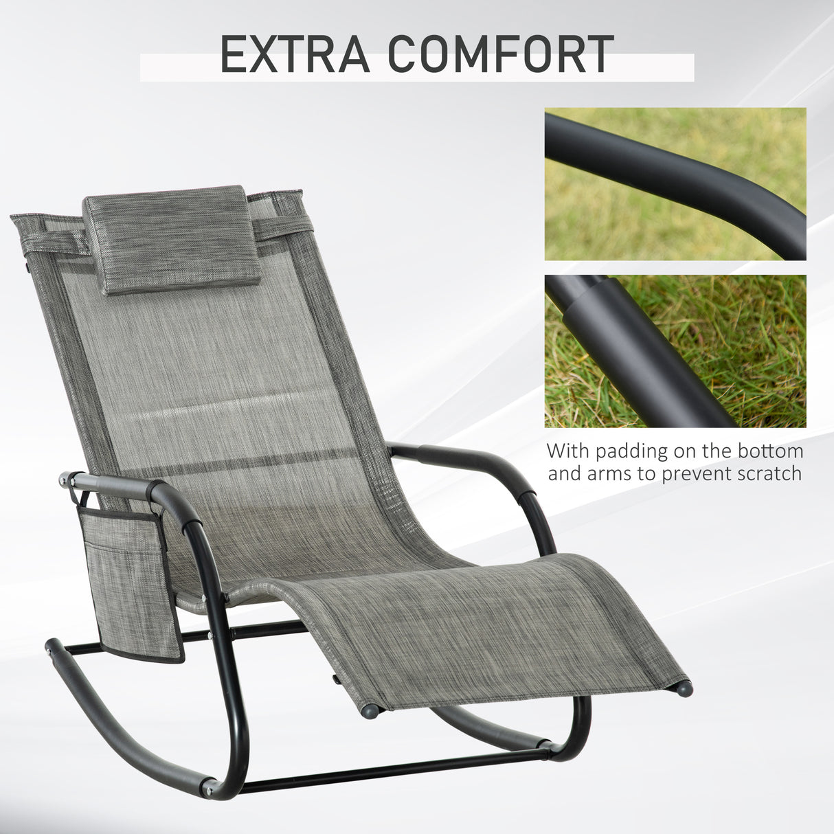 Mesh Fabric Garden Rocking Chair - Velmora