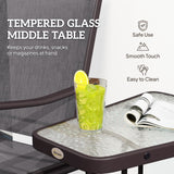 Mesh Fabric Gliding 2 Seater Garden Chair With Glass-Top Table - Velmora