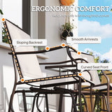 Mesh Fabric Gliding 2 Seater Garden Chair With Glass-Top Table - Velmora