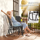 Mesh Fabric Gliding 2 Seater Garden Chair With Glass-Top Table - Velmora