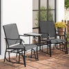 Mesh Fabric Gliding 2 Seater Garden Chair With Glass-Top Table - Velmora