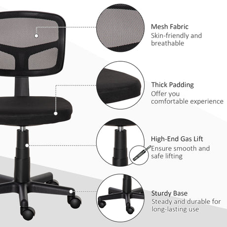 Mesh Fabric Home And Office Chair 43cm Wide Without Arms - Velmora