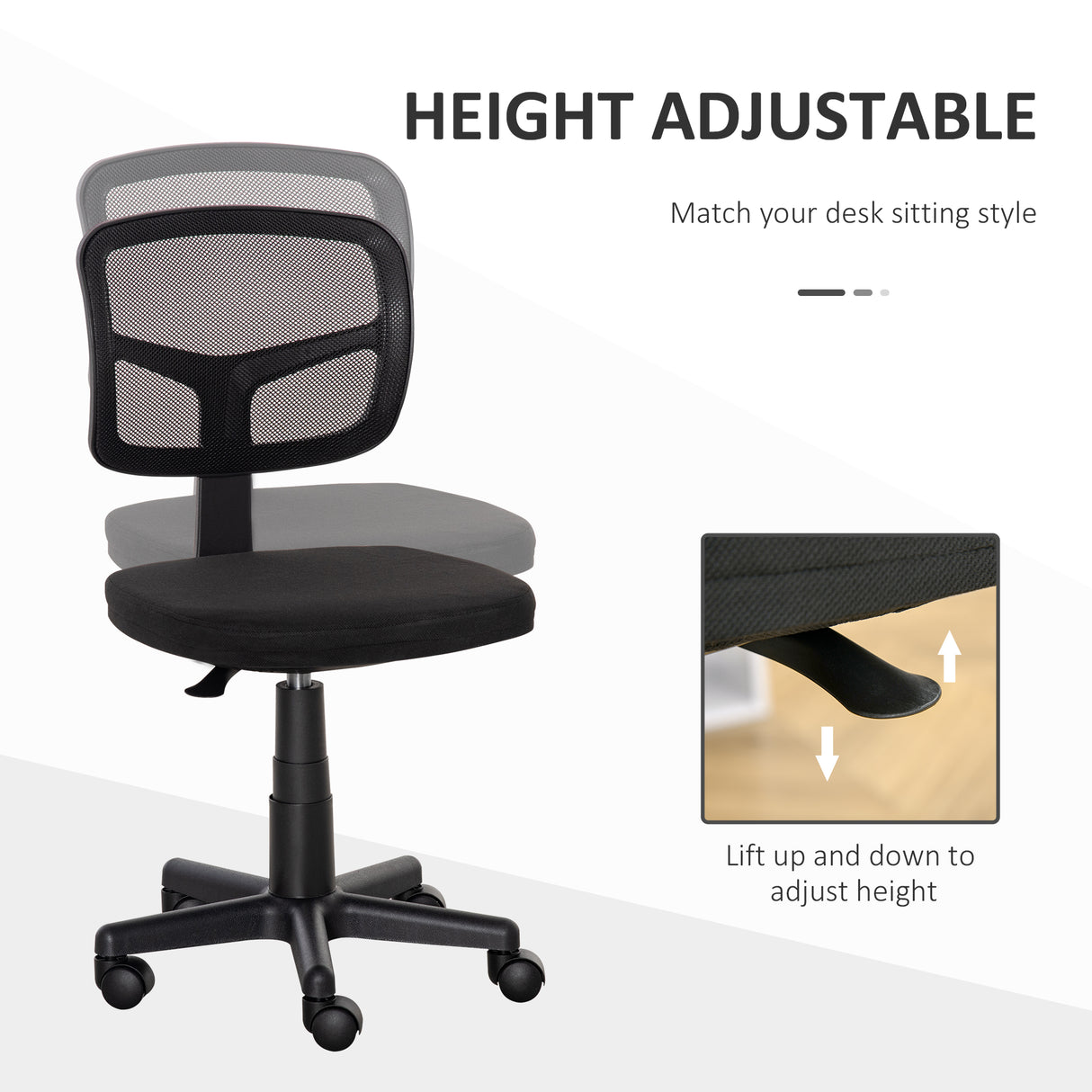 Mesh Fabric Home And Office Chair 43cm Wide Without Arms - Velmora