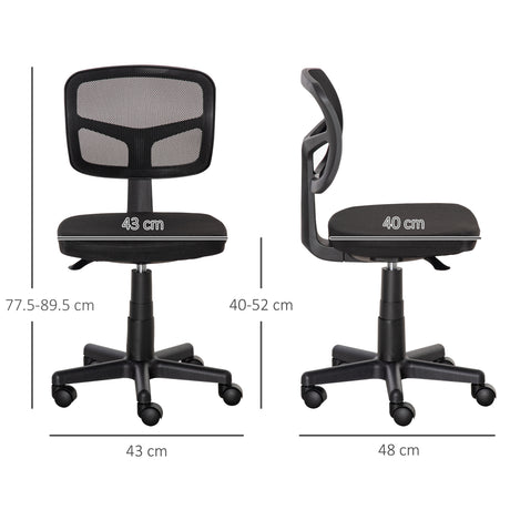 Mesh Fabric Home And Office Chair 43cm Wide Without Arms - Velmora