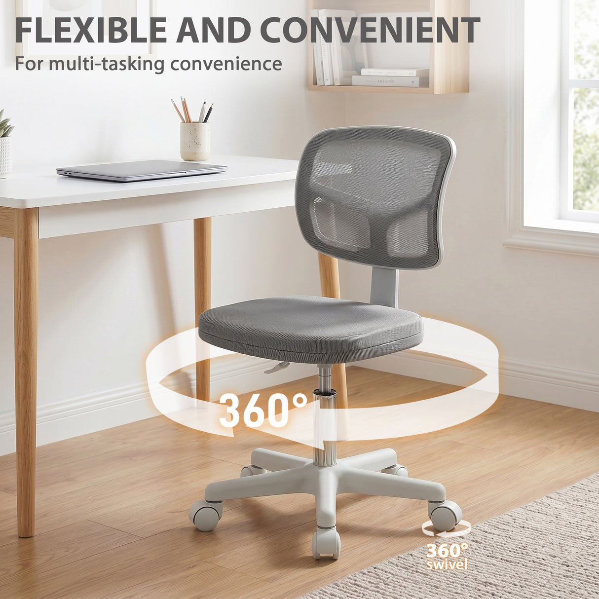Mesh Fabric Home And Office Chair 43cm Wide Without Arms - Velmora
