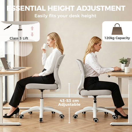 Mesh Fabric Home And Office Chair 44cm Wide Armless - Velmora