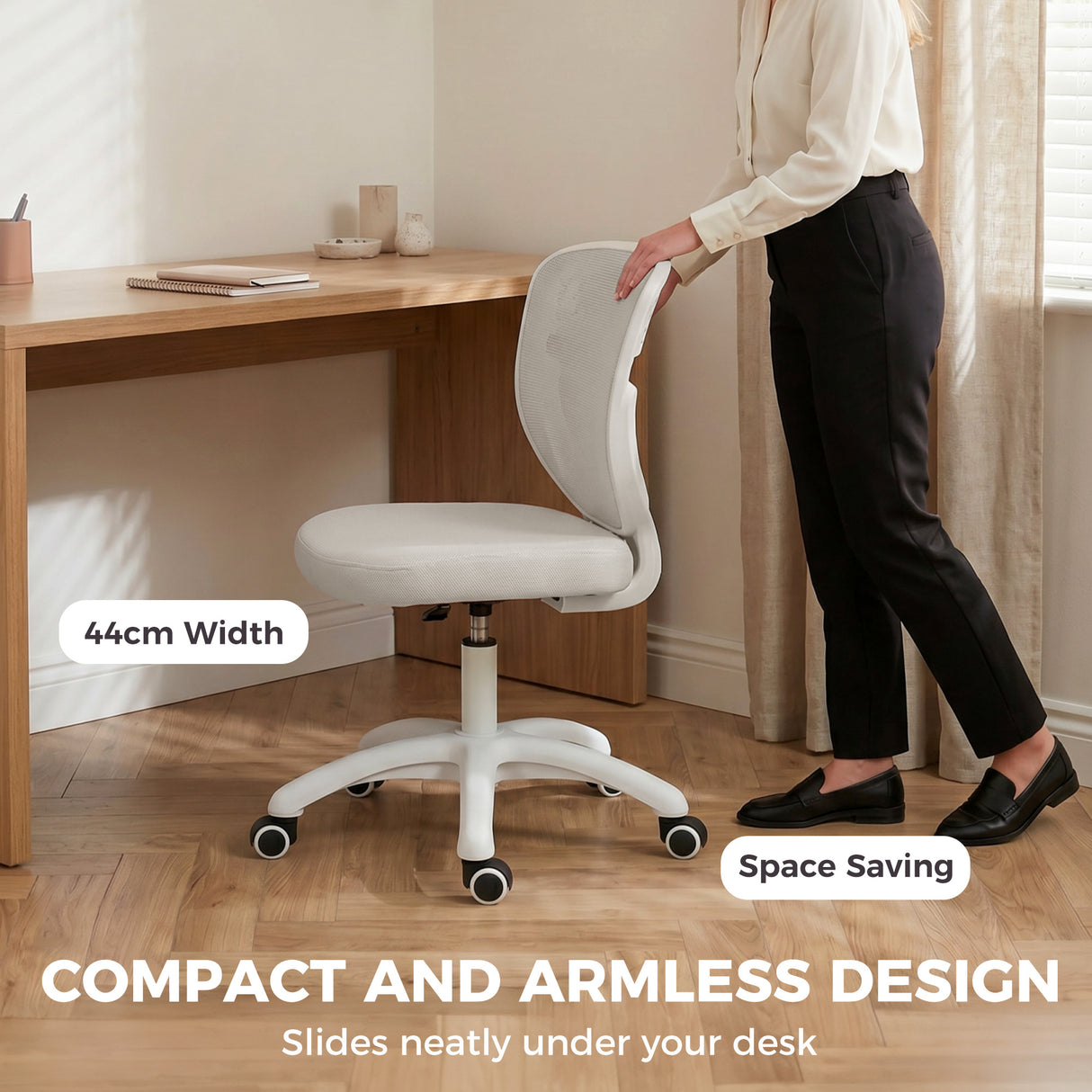 Mesh Fabric Home And Office Chair 44cm Wide Armless - Velmora