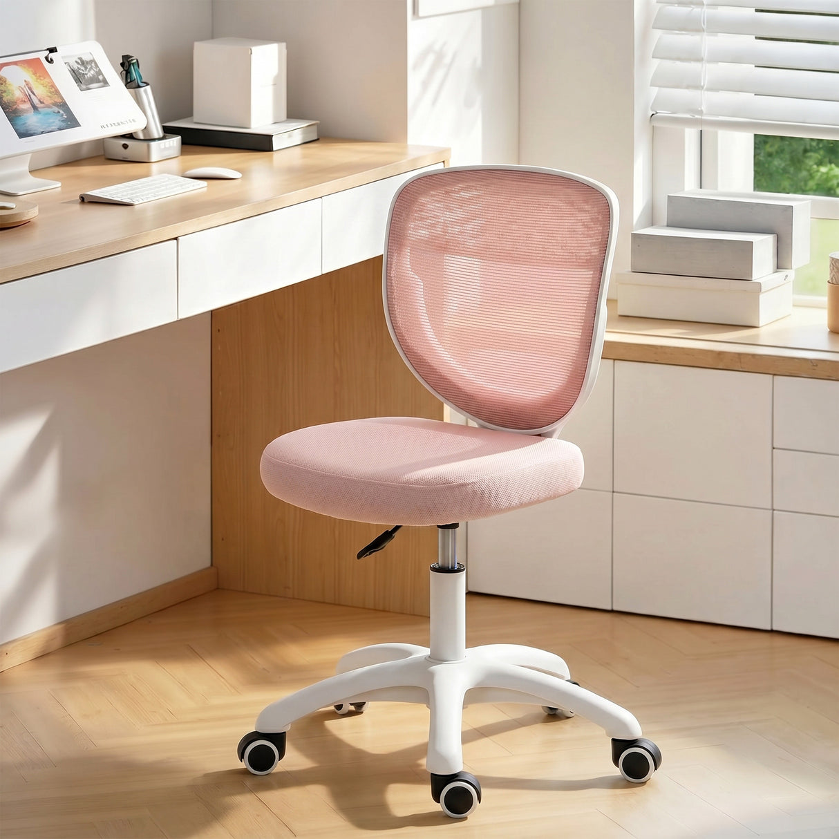 Mesh Fabric Home And Office Chair 44cm Wide Armless - Velmora