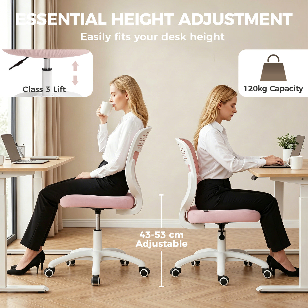 Mesh Fabric Home And Office Chair 44cm Wide Armless - Velmora