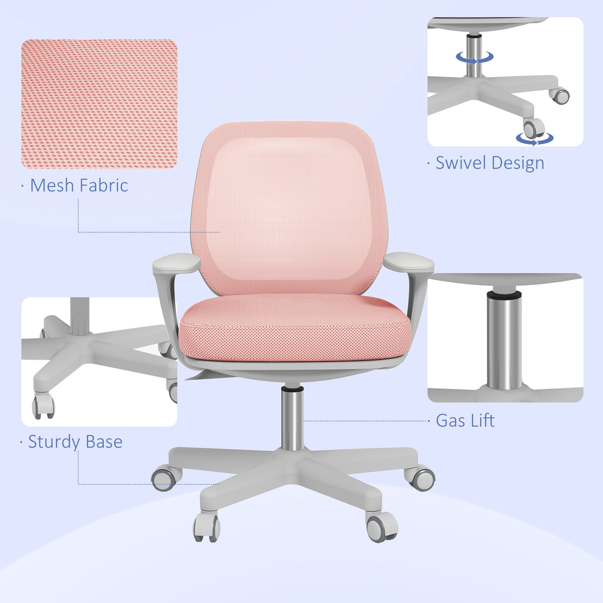 Mesh Fabric Home And Office Chair 55cm Wide - Velmora