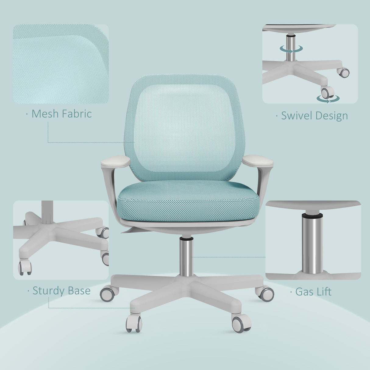 Mesh Fabric Home And Office Chair 55cm Wide - Velmora