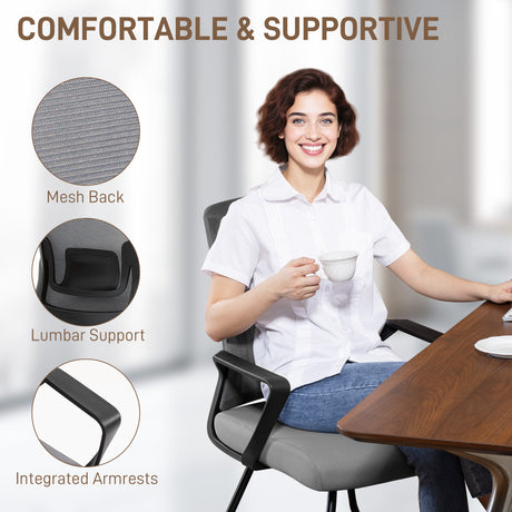 Mesh Fabric Home And Office Chair 57cm Wide With Metal Base - Velmora