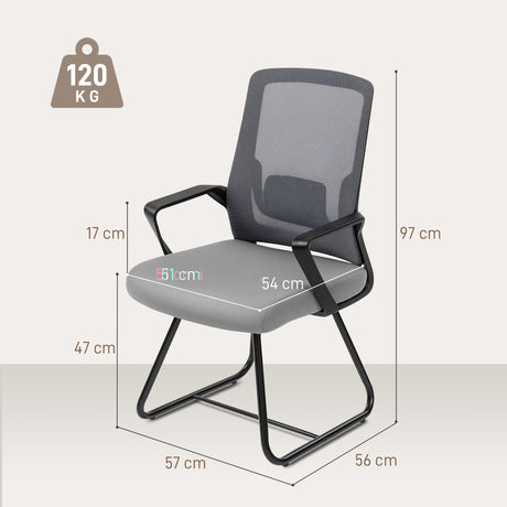 Mesh Fabric Home And Office Chair 57cm Wide With Metal Base - Velmora