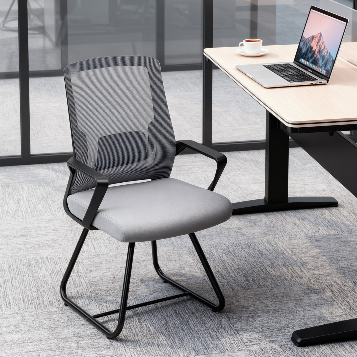 Mesh Fabric Home And Office Chair 57cm Wide With Metal Base - Velmora